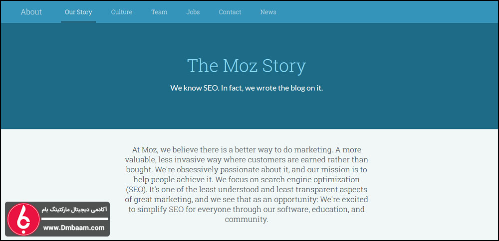 صفحه About Us سایت MOZ